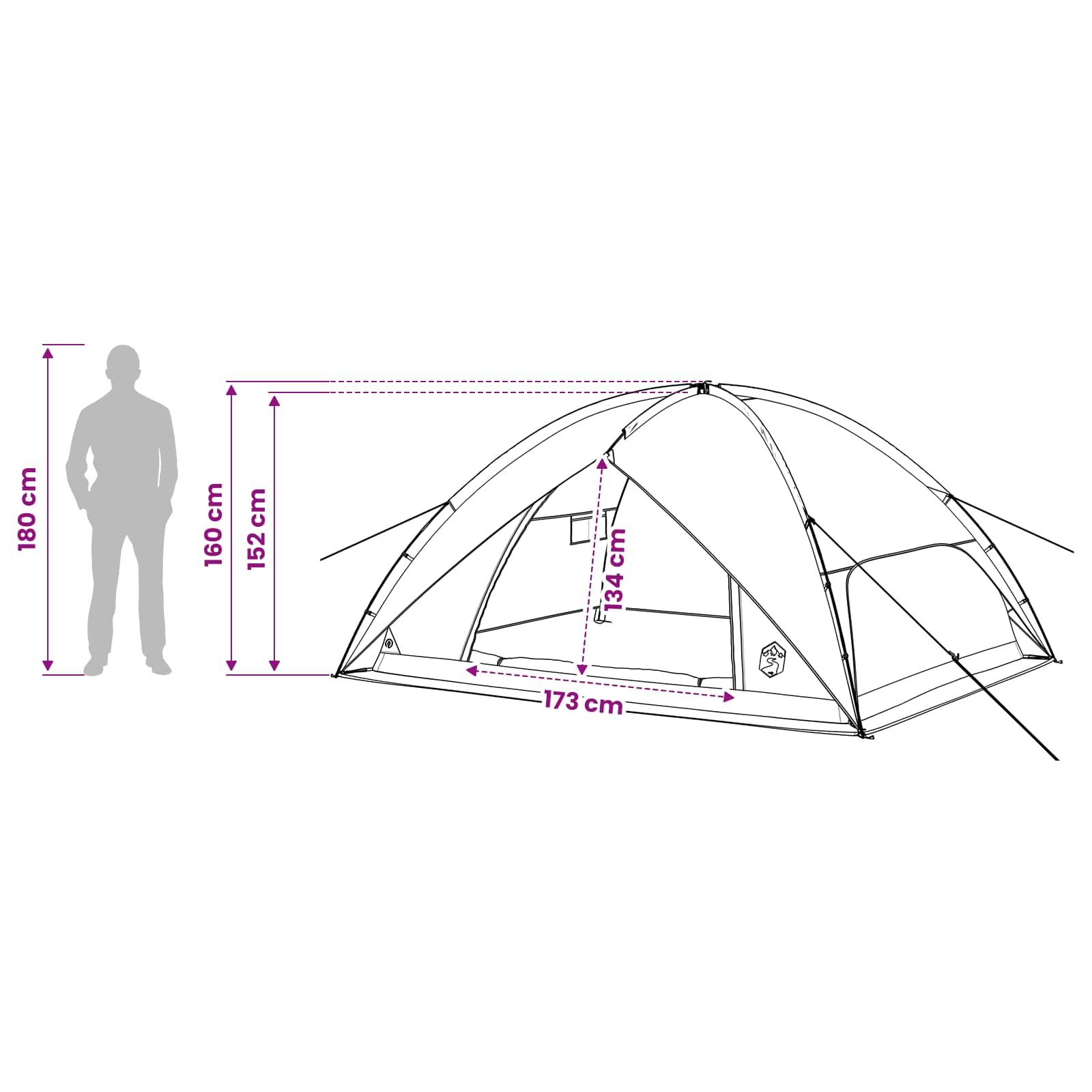 Tenda da campeggio con telo antipioggia impermeabile 4 persona