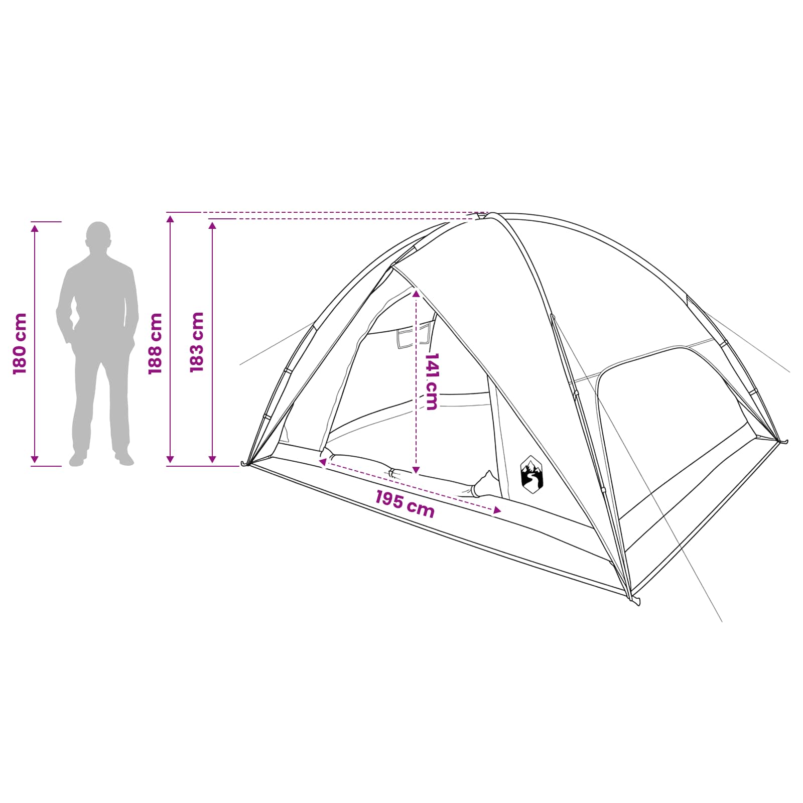 Tenda da campeggio con telo antipioggia impermeabile 5 persona