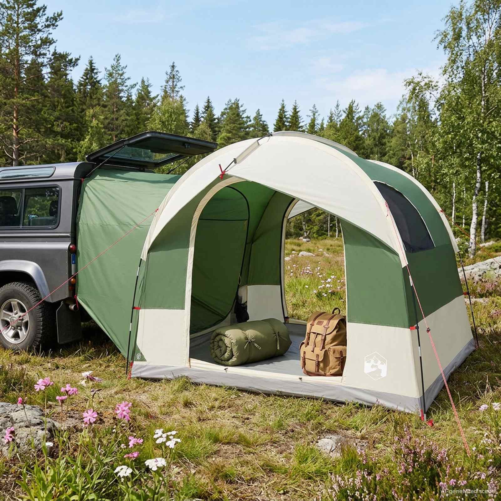 Tenda da tailgate con tendone impermeabile 4 persona Verde