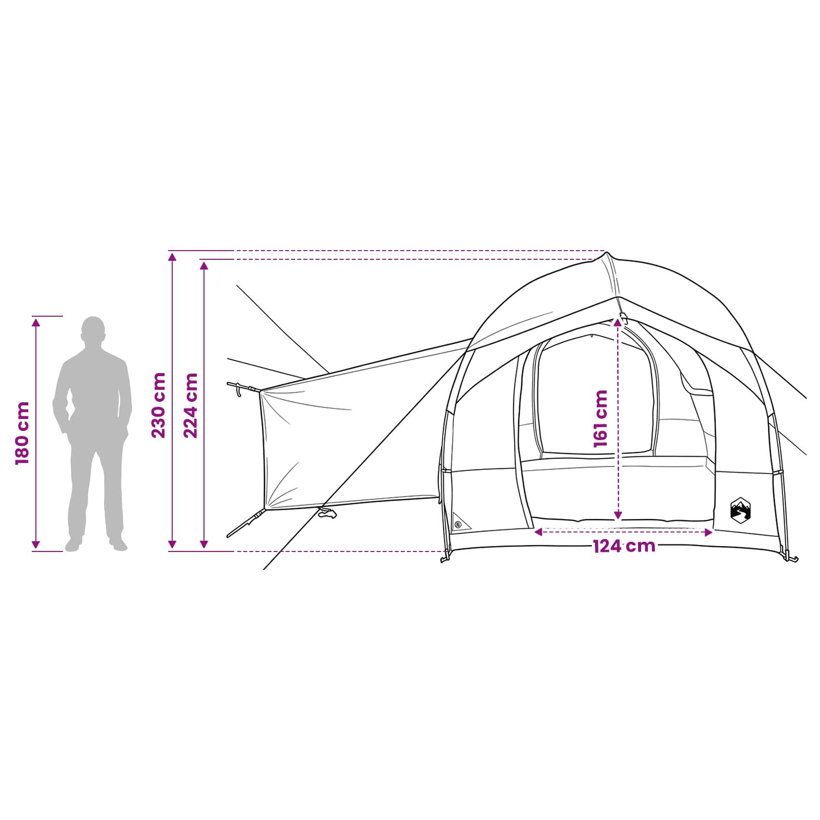 Tenda da tailgate con tendone impermeabile 4 persona