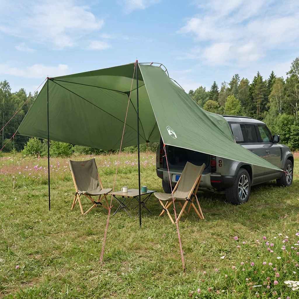 Tenda da auto Verde 350 x 250 cm Poliestere e Acciaio