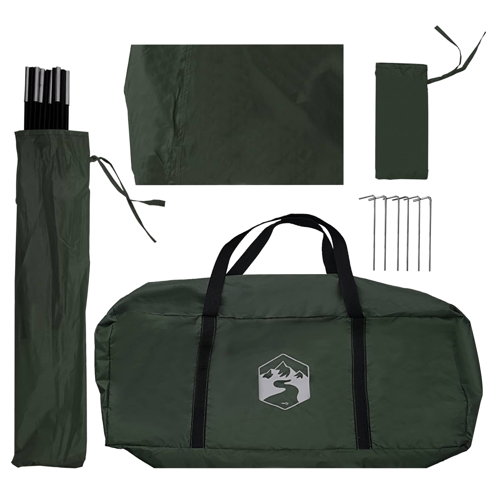 Tenda da auto Verde militare 350 x 250 cm Poliestere e Acciaio