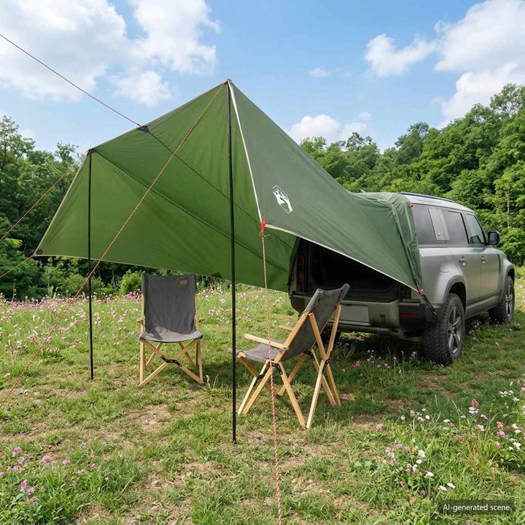 Tenda da veicolo Verde 500 x 515 x 215 cm Poliestere e Acciaio