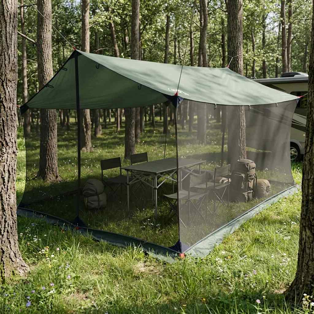 Telo da campeggio con pareti in rete Verde militare
