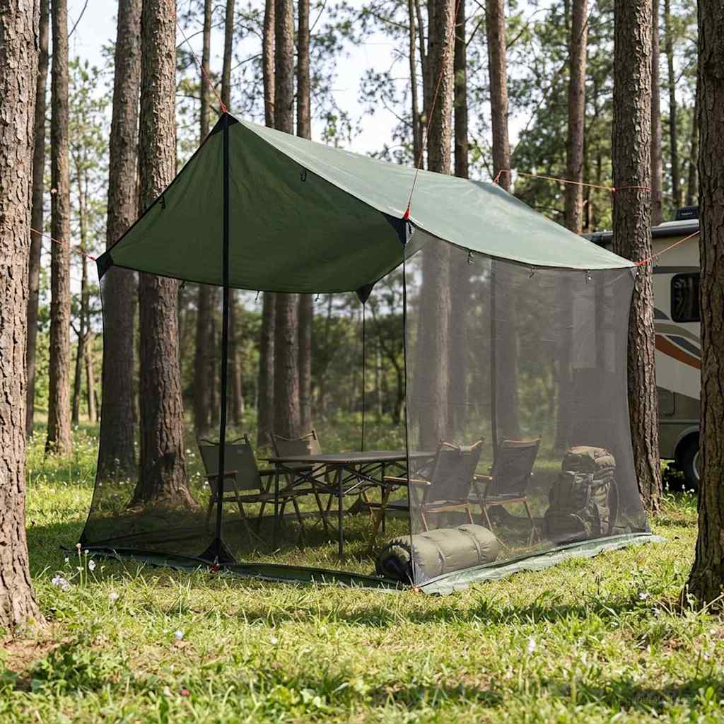 Telo da campeggio con pareti in rete Verde militare