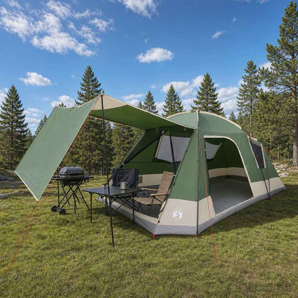 Tenda Capanna 12 persona Verde Poliestere e Acciaio