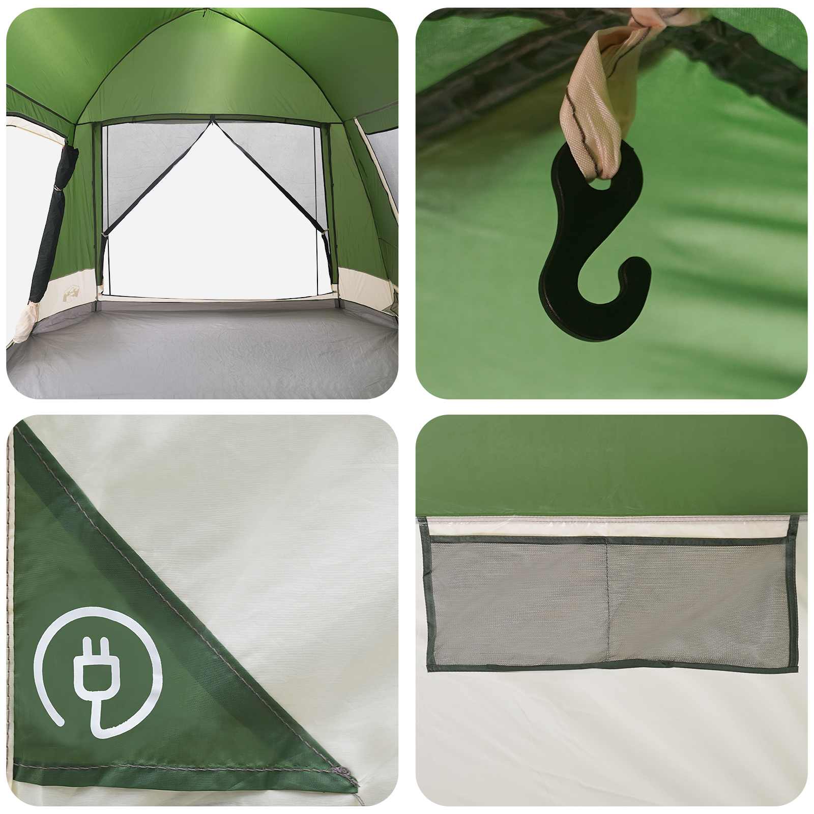 Tenda Capanna 12 persona Verde Poliestere e Acciaio