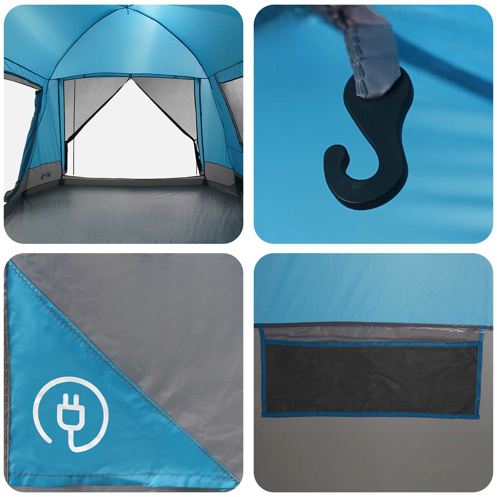Tenda Capanna 12 persona Blu Poliestere e Acciaio