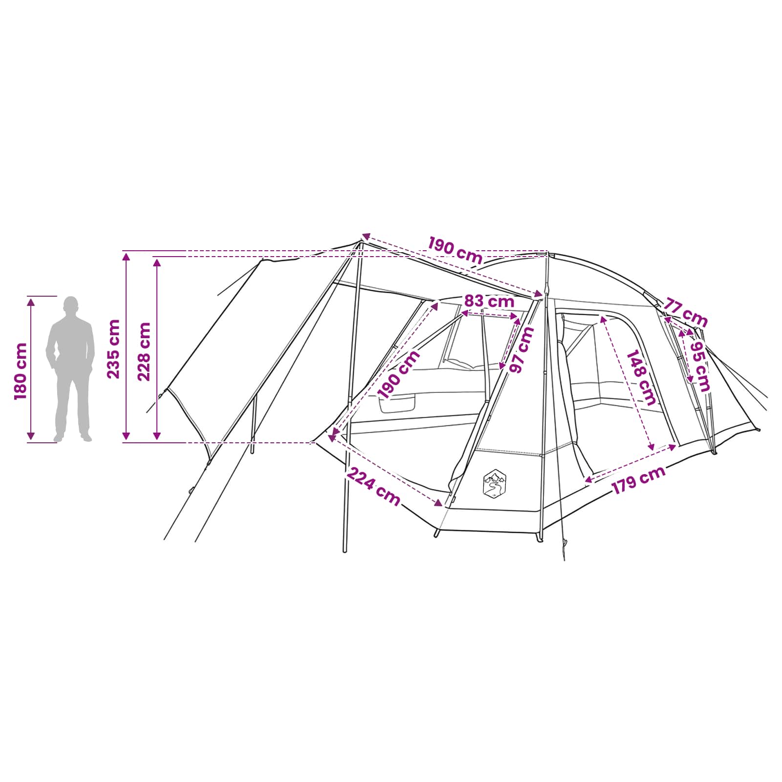 Tenda Capanna 12 persona Grigio e arancione