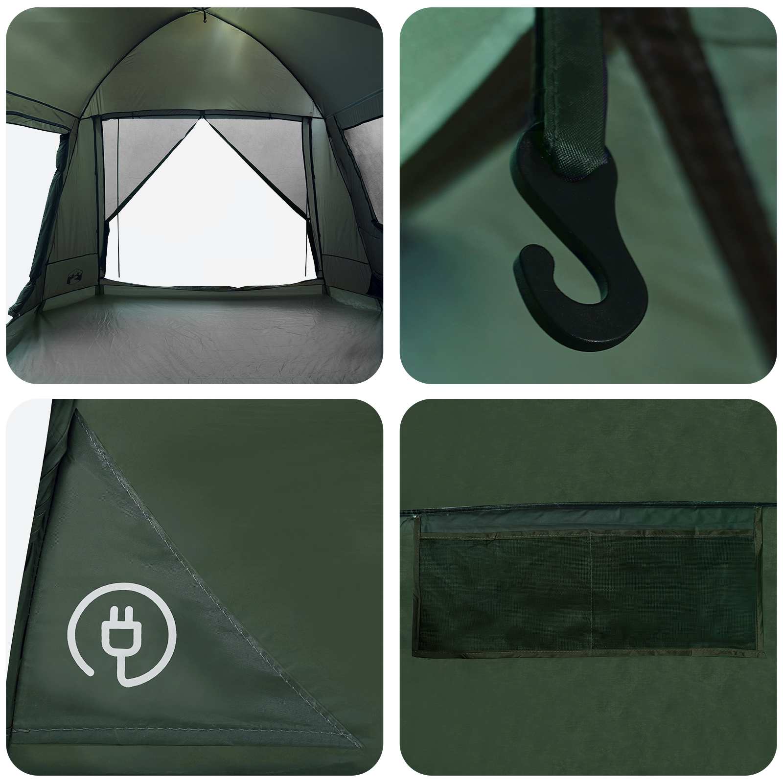 Tenda Capanna 12 persona Verde militare Poliestere e Acciaio