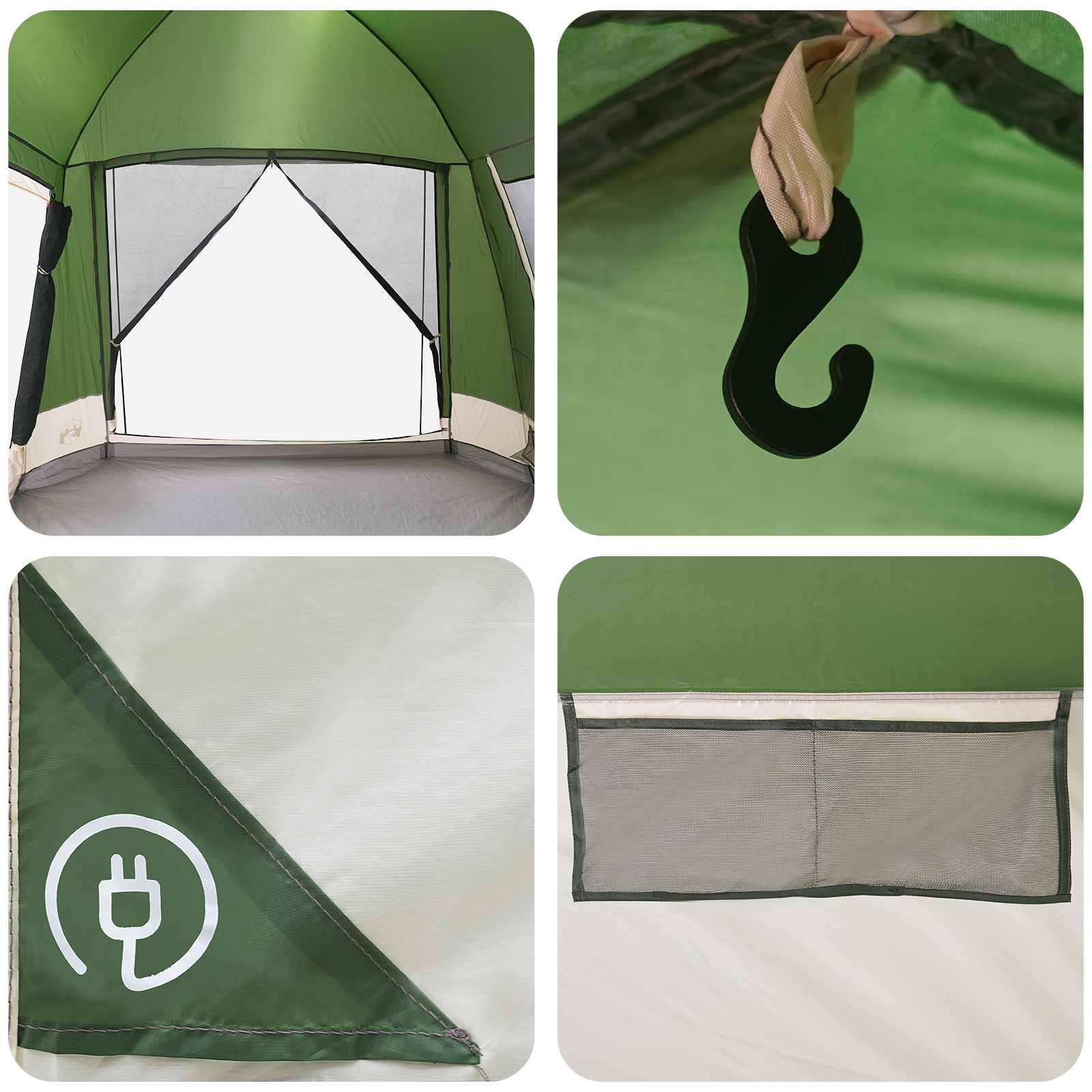 Tenda Capanna 8 persona Verde Poliestere e Acciaio