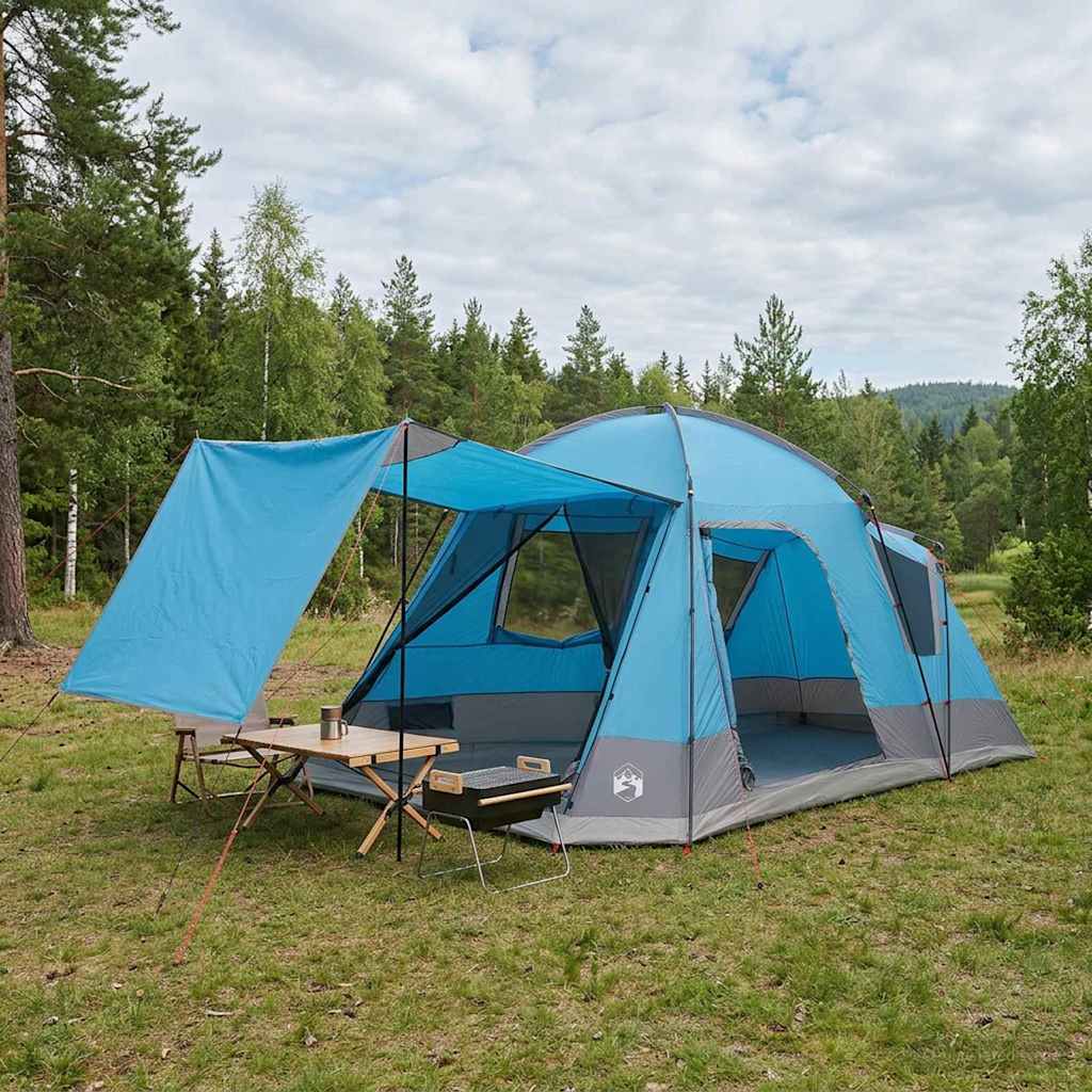 Tenda Capanna 8 persona Blu Poliestere e Acciaio