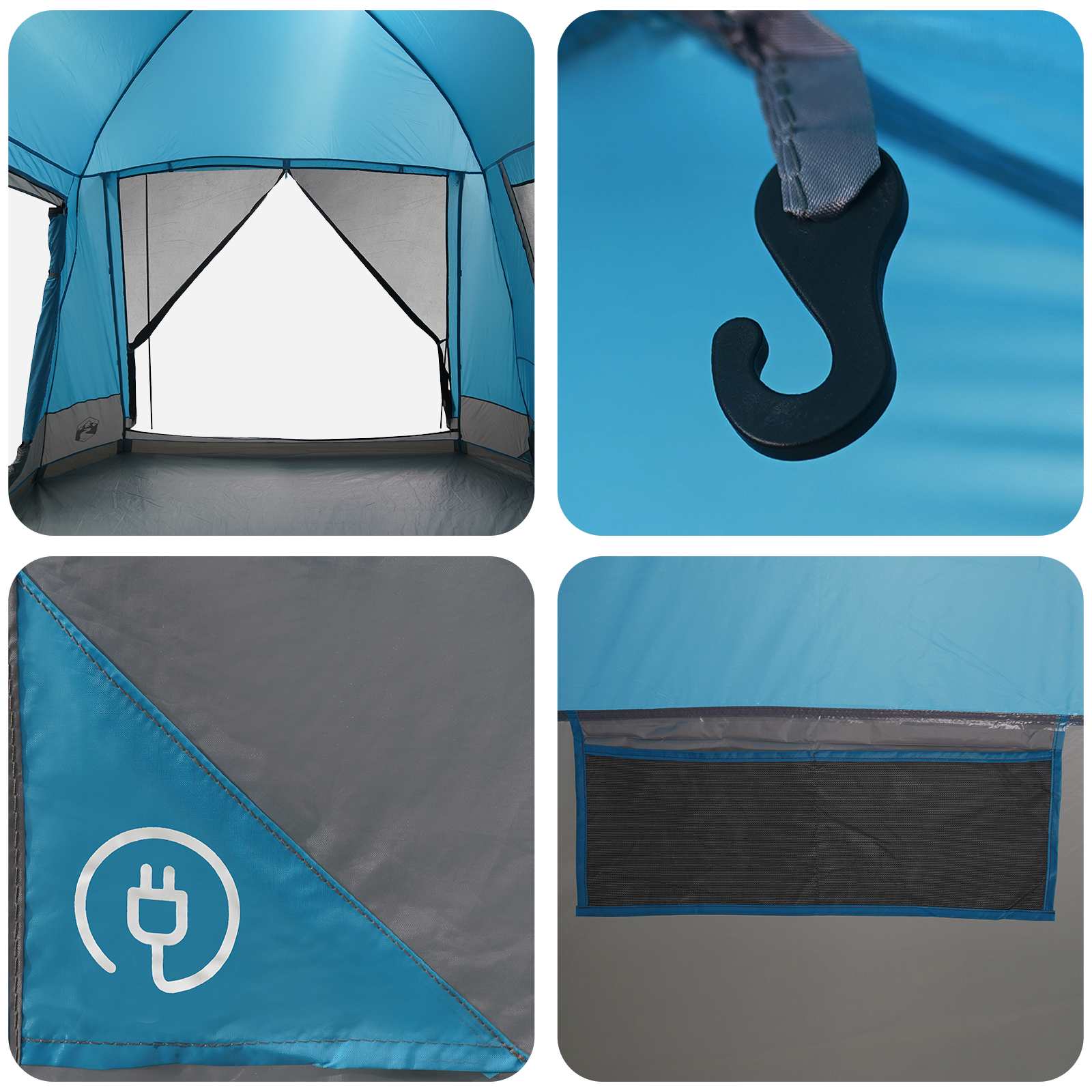 Tenda Capanna 8 persona Blu Poliestere e Acciaio
