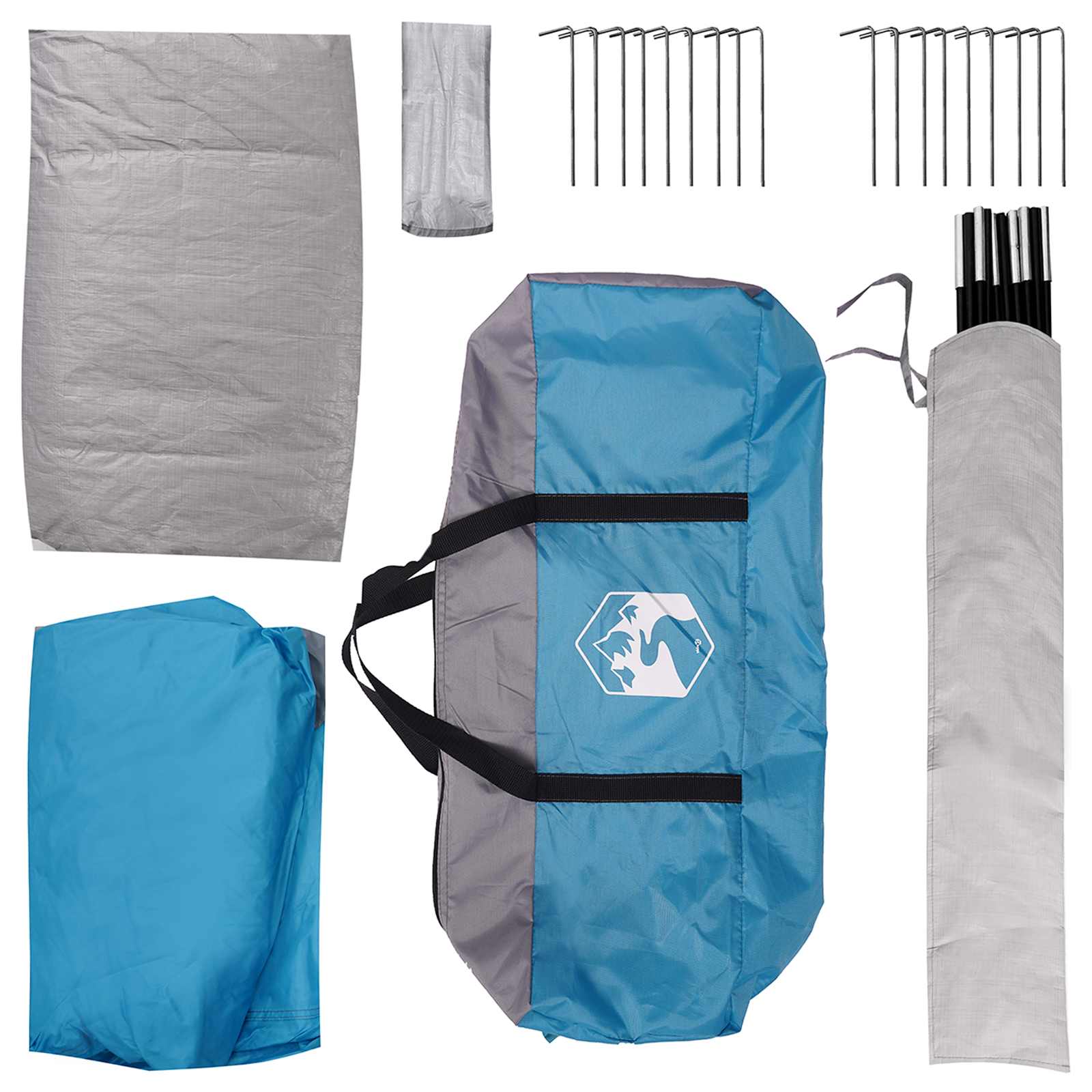 Tenda Capanna 8 persona Blu Poliestere e Acciaio