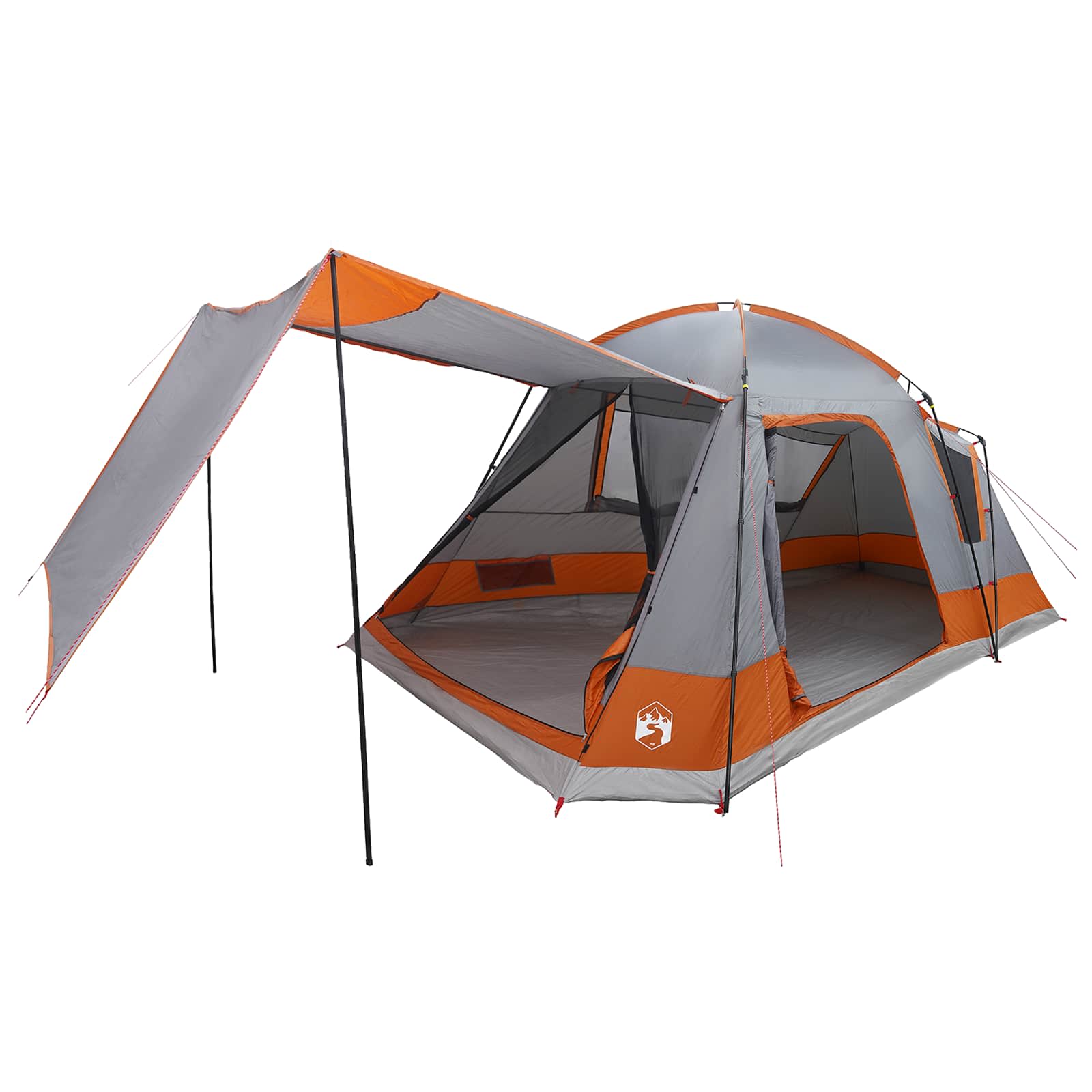 Tenda Capanna 8 persona Grigio e arancione Poliestere e Acciaio