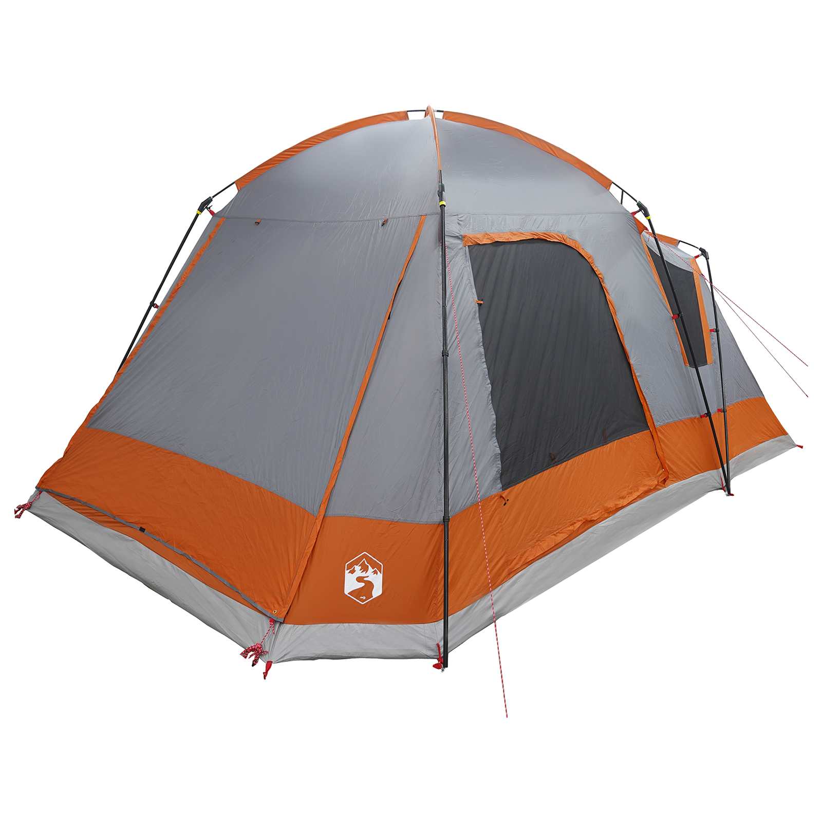 Tenda Capanna 8 persona Grigio e arancione Poliestere e Acciaio