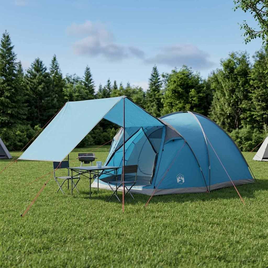 Tenda Capanna 4 persona Blu Poliestere e Acciaio