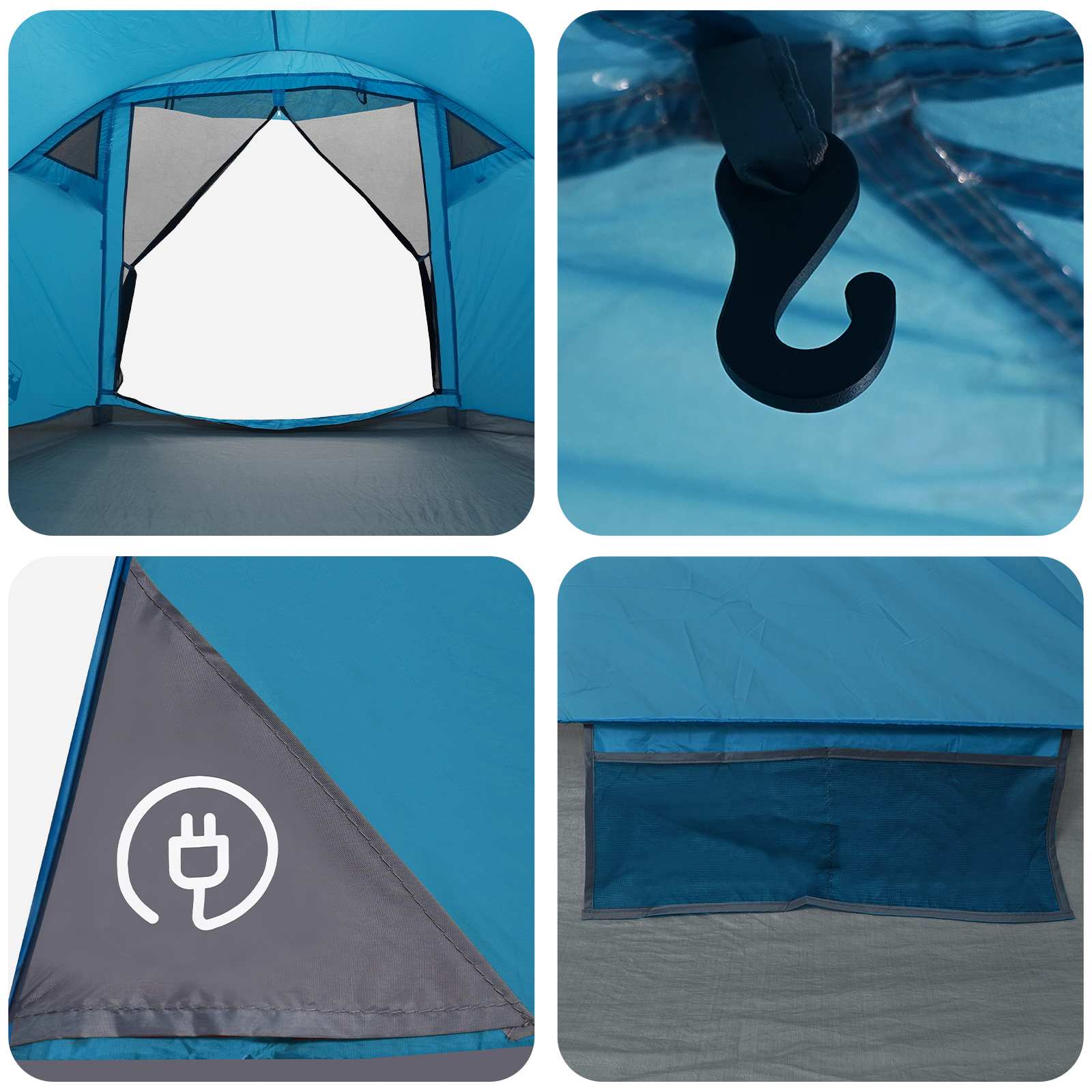 Tenda Capanna 4 persona Blu Poliestere e Acciaio