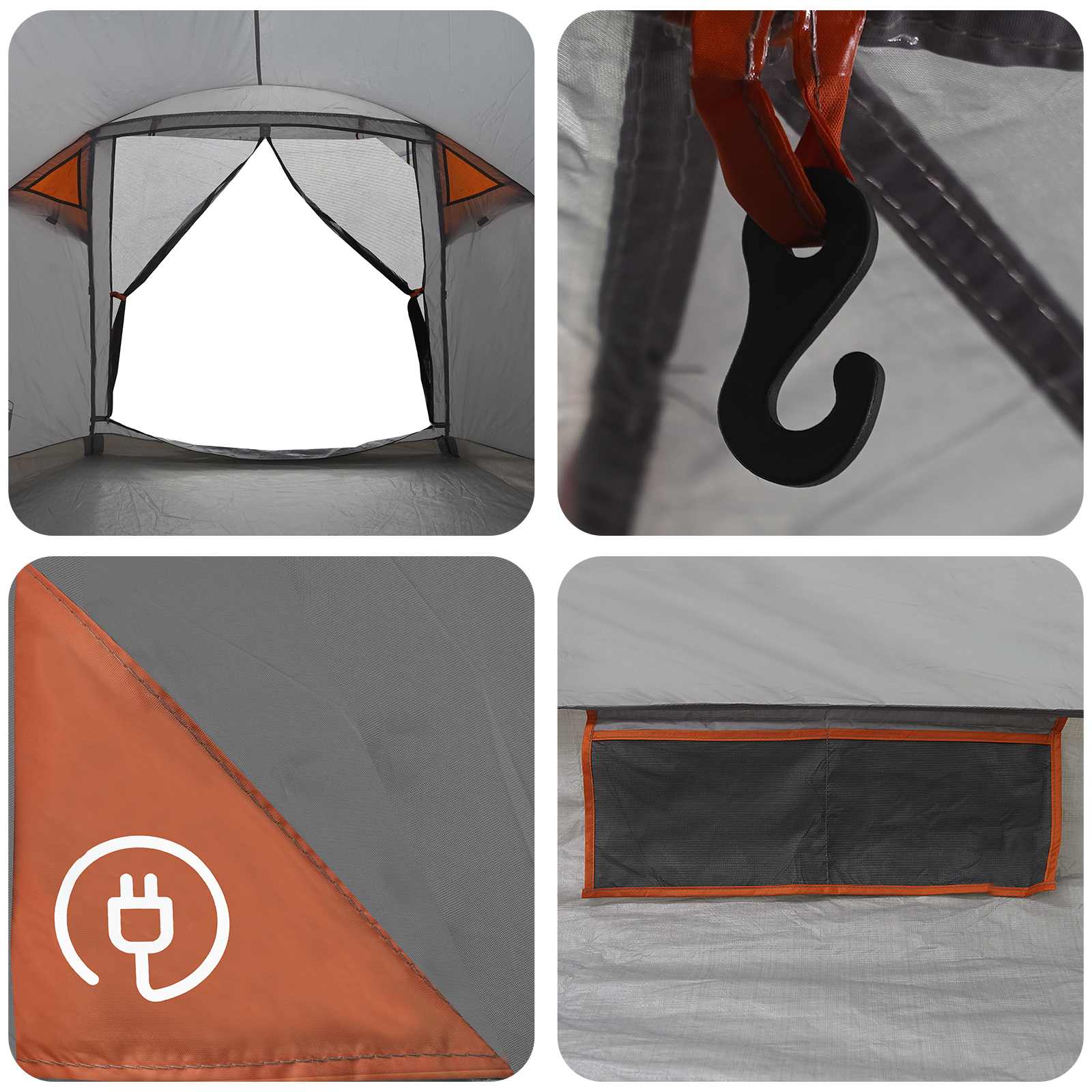 Tenda Capanna 4 persona Grigio e arancione Poliestere e Acciaio
