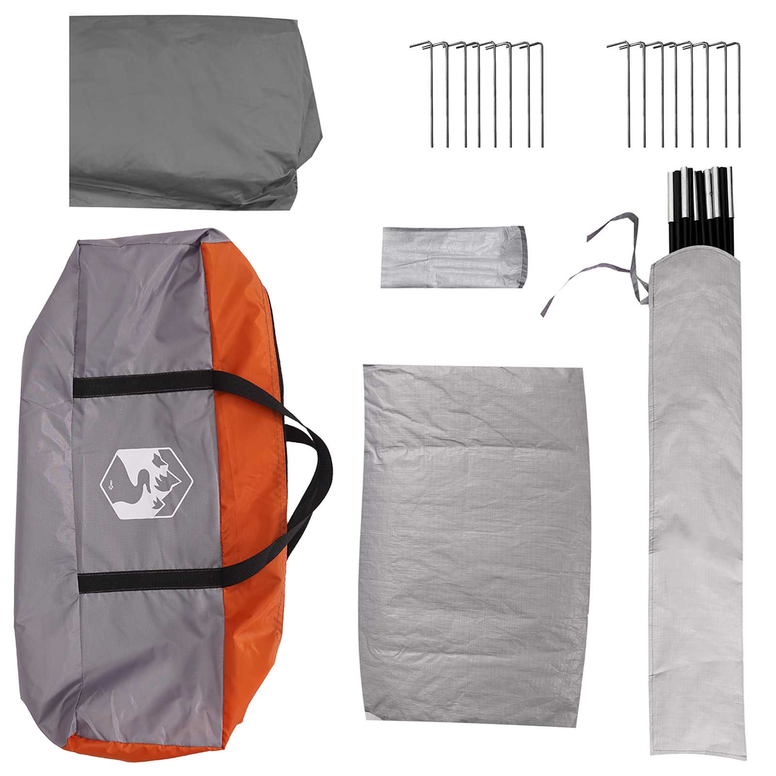 Tenda Capanna 4 persona Grigio e arancione Poliestere e Acciaio