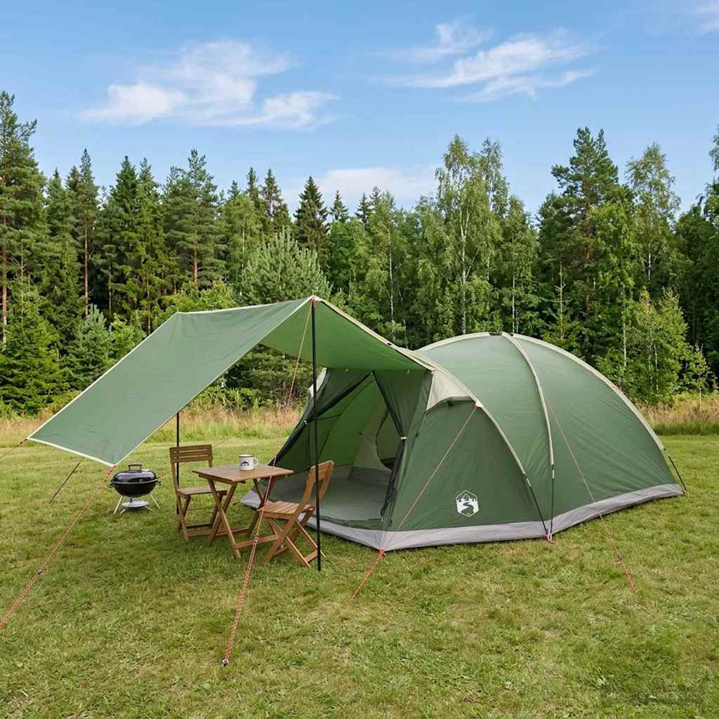Tenda Capanna 6 persona Verde Poliestere e Acciaio