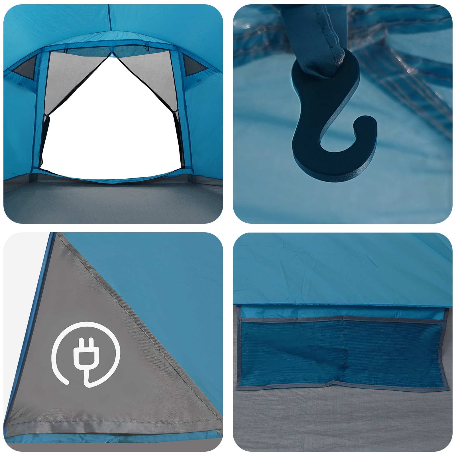 Tenda Capanna 6 persona Blu Poliestere e Acciaio