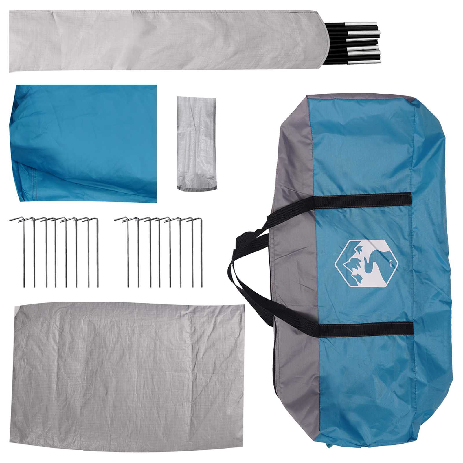 Tenda Capanna 6 persona Blu Poliestere e Acciaio