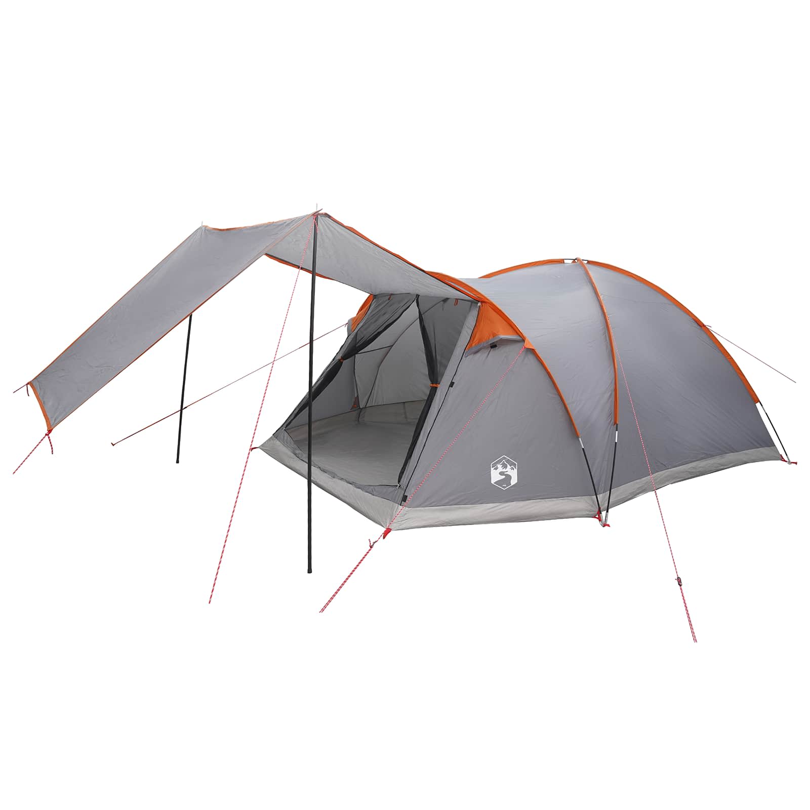 Tenda Capanna 6 persona Grigio e arancione Poliestere e Acciaio
