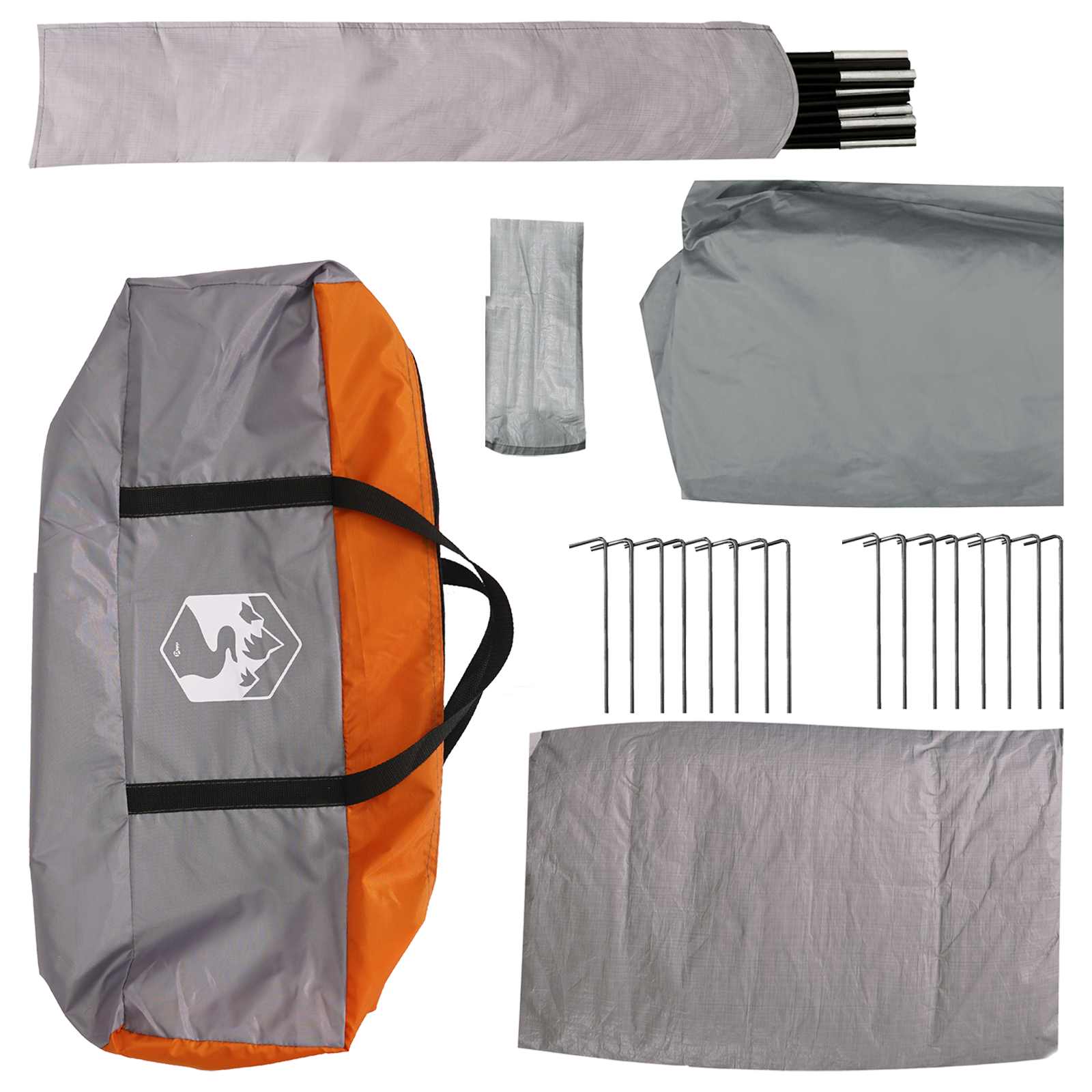 Tenda Capanna 6 persona Grigio e arancione Poliestere e Acciaio
