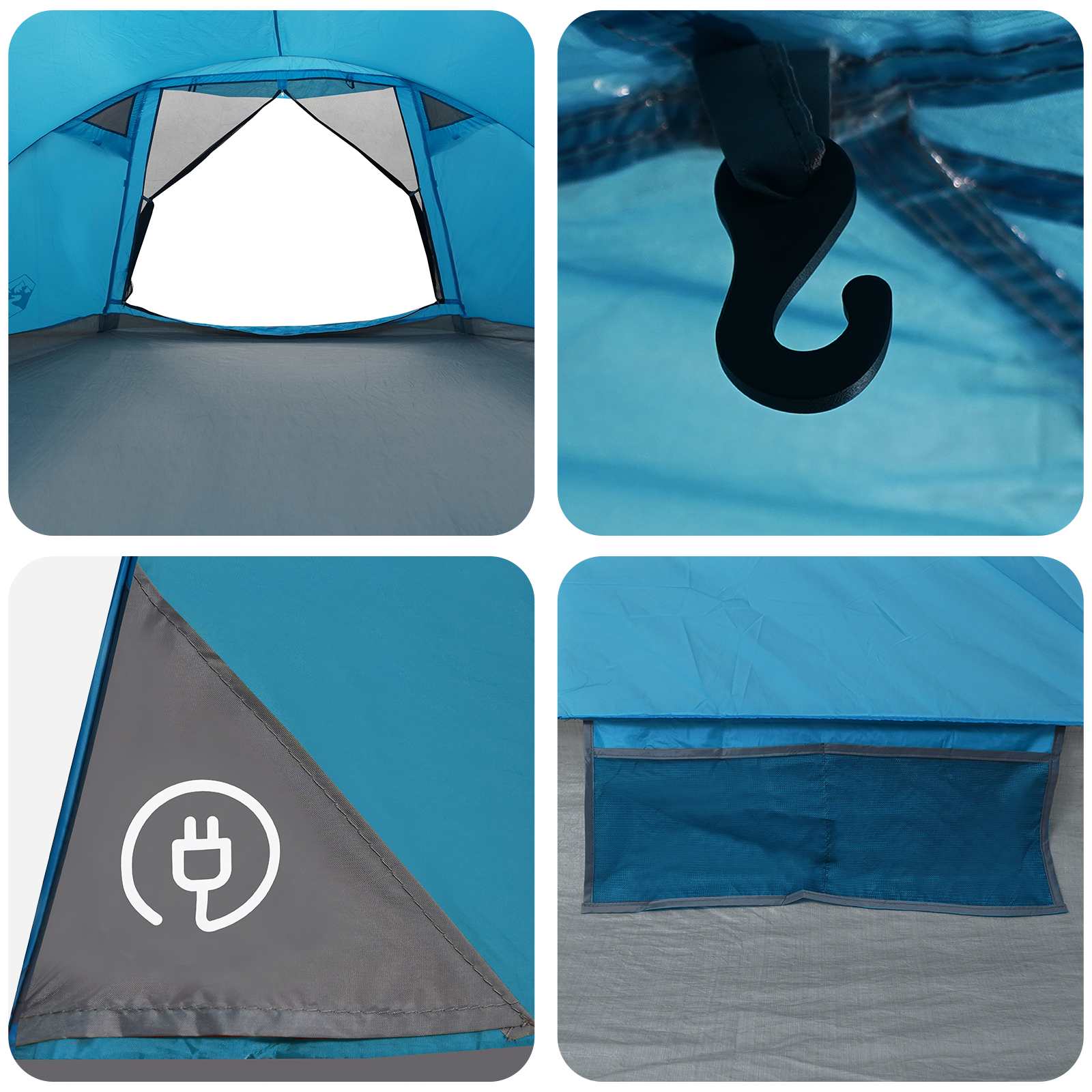 Tenda Capanna 8 persona Blu Poliestere e Acciaio