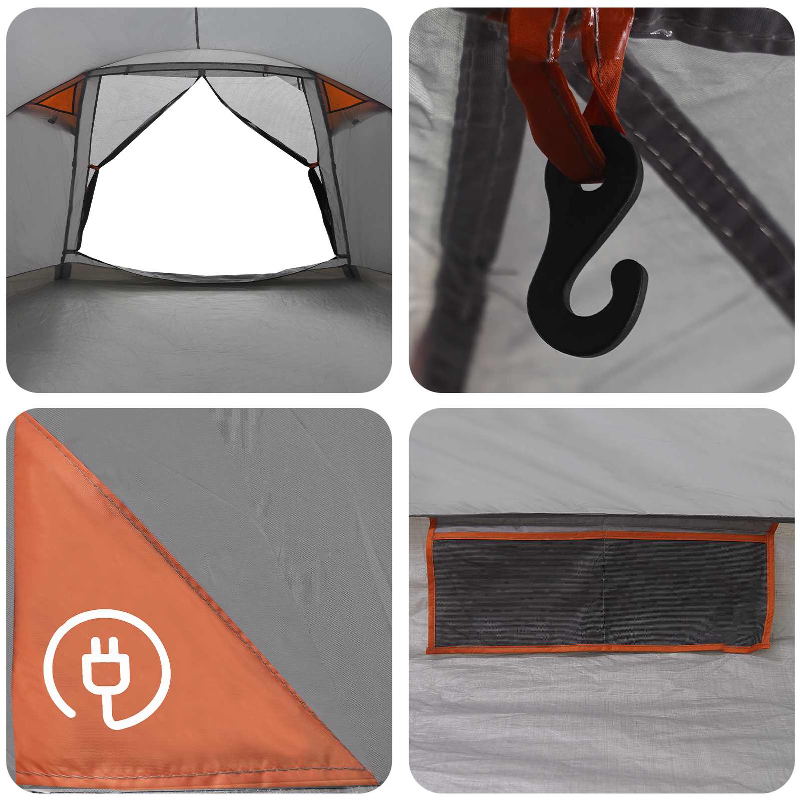 Tenda Capanna 8 persona Grigio e arancione Poliestere e Acciaio