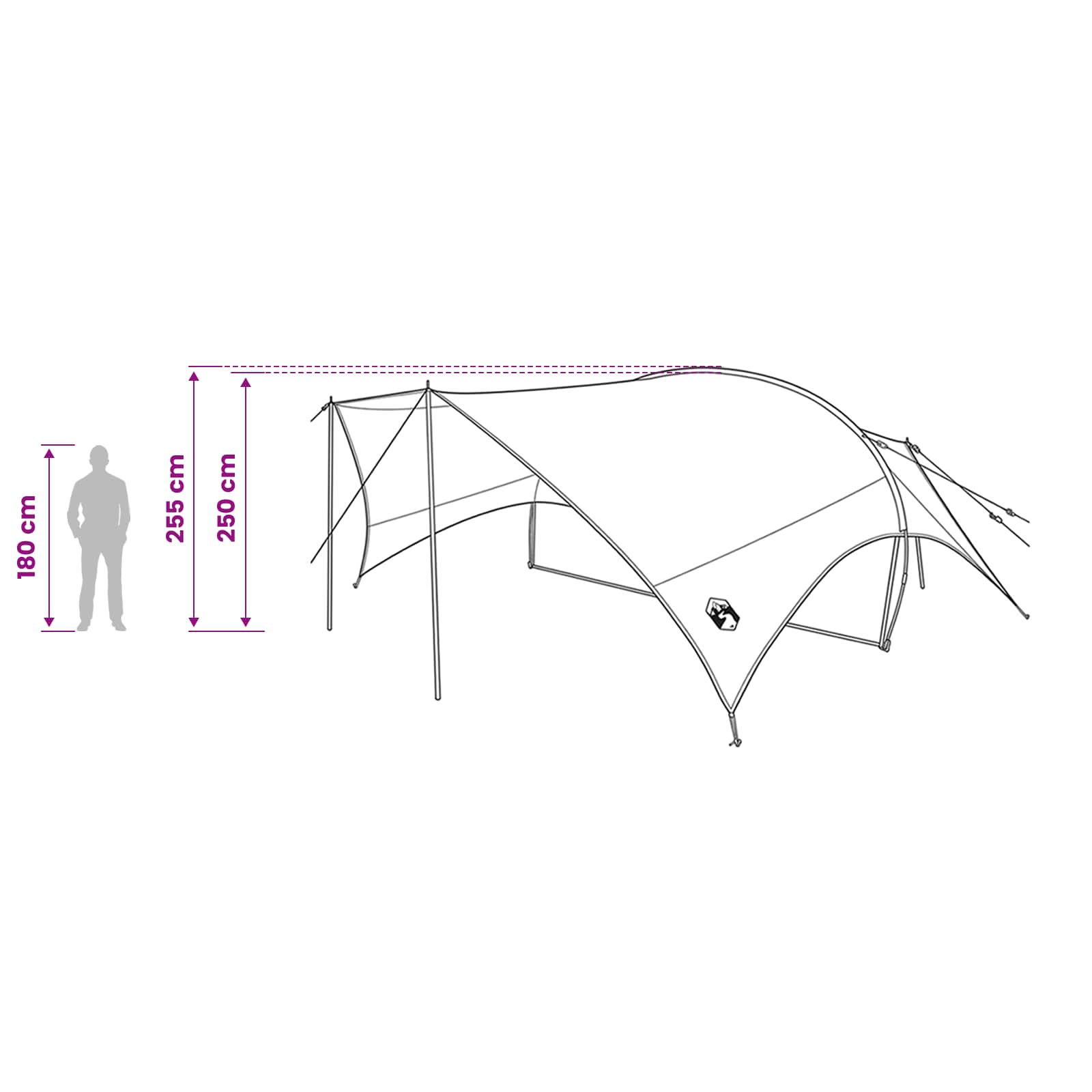 Telo da campeggio resistente all'acqua Blu 695 x 580 x 200 cm