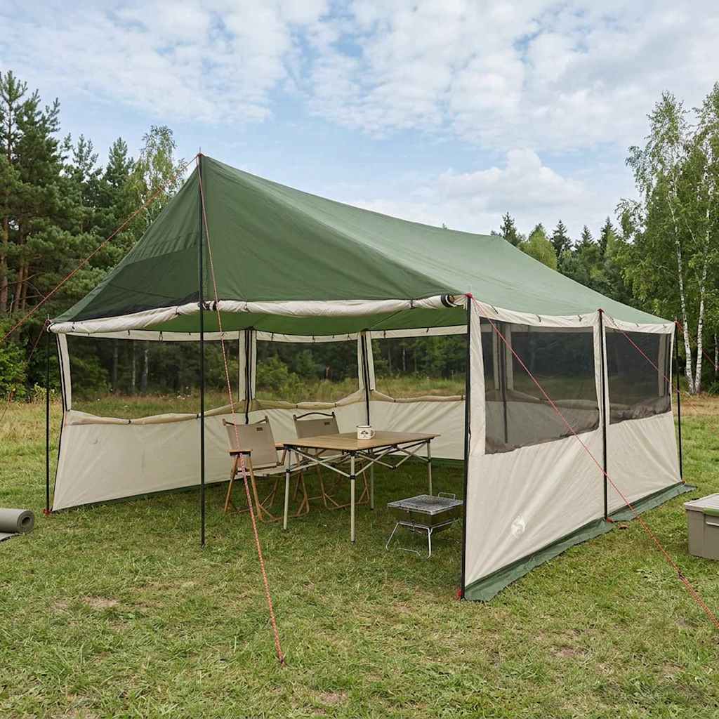 Tenda Familiare Verde 450 x 400 x 265 cm Poliestere e Acciaio