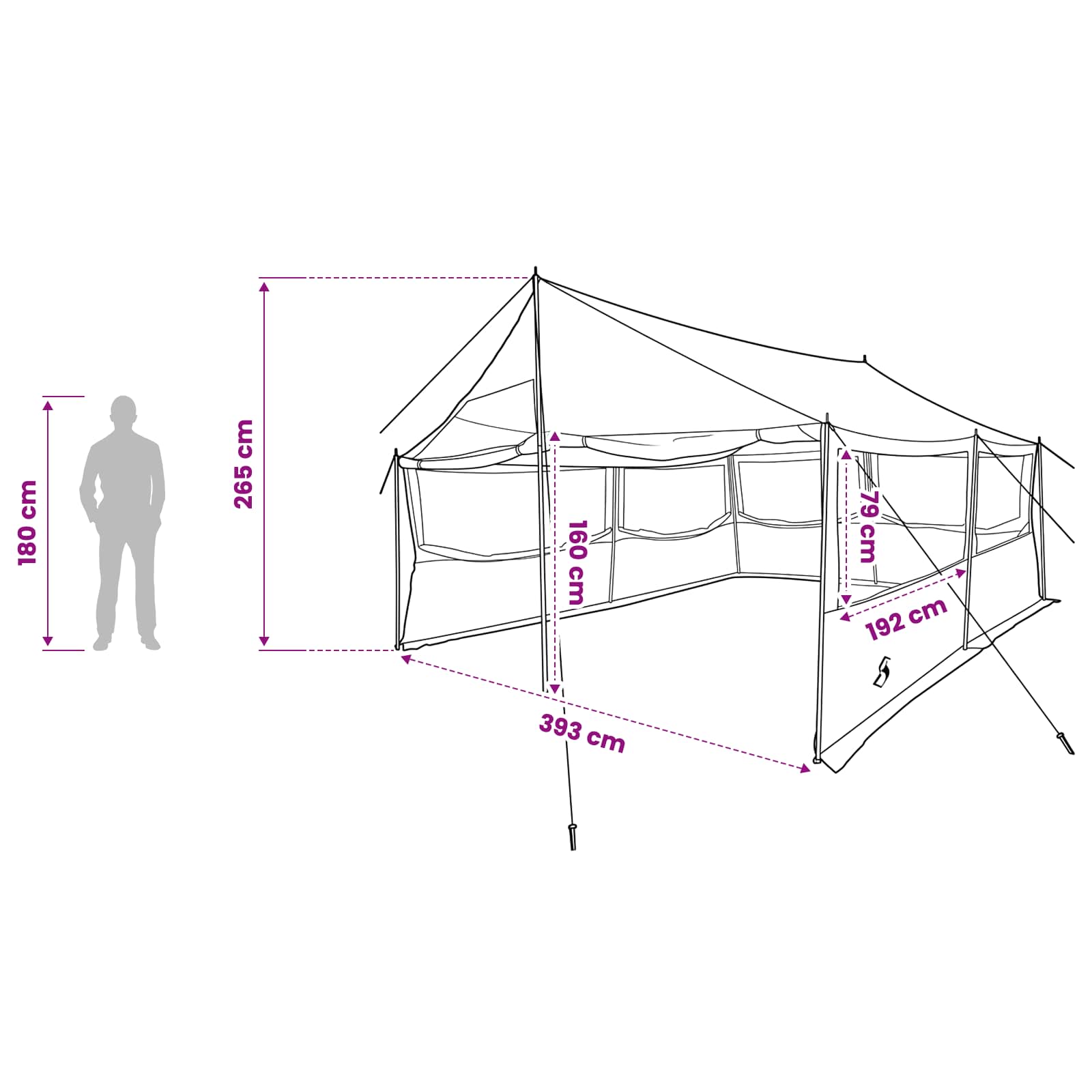 Tenda Familiare Verde militare 450 x 400 x 265 cm
