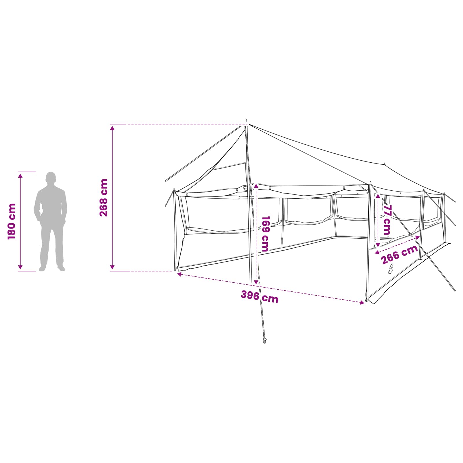 Tenda Familiare Grigio e arancione 600 x 400 x 268 cm