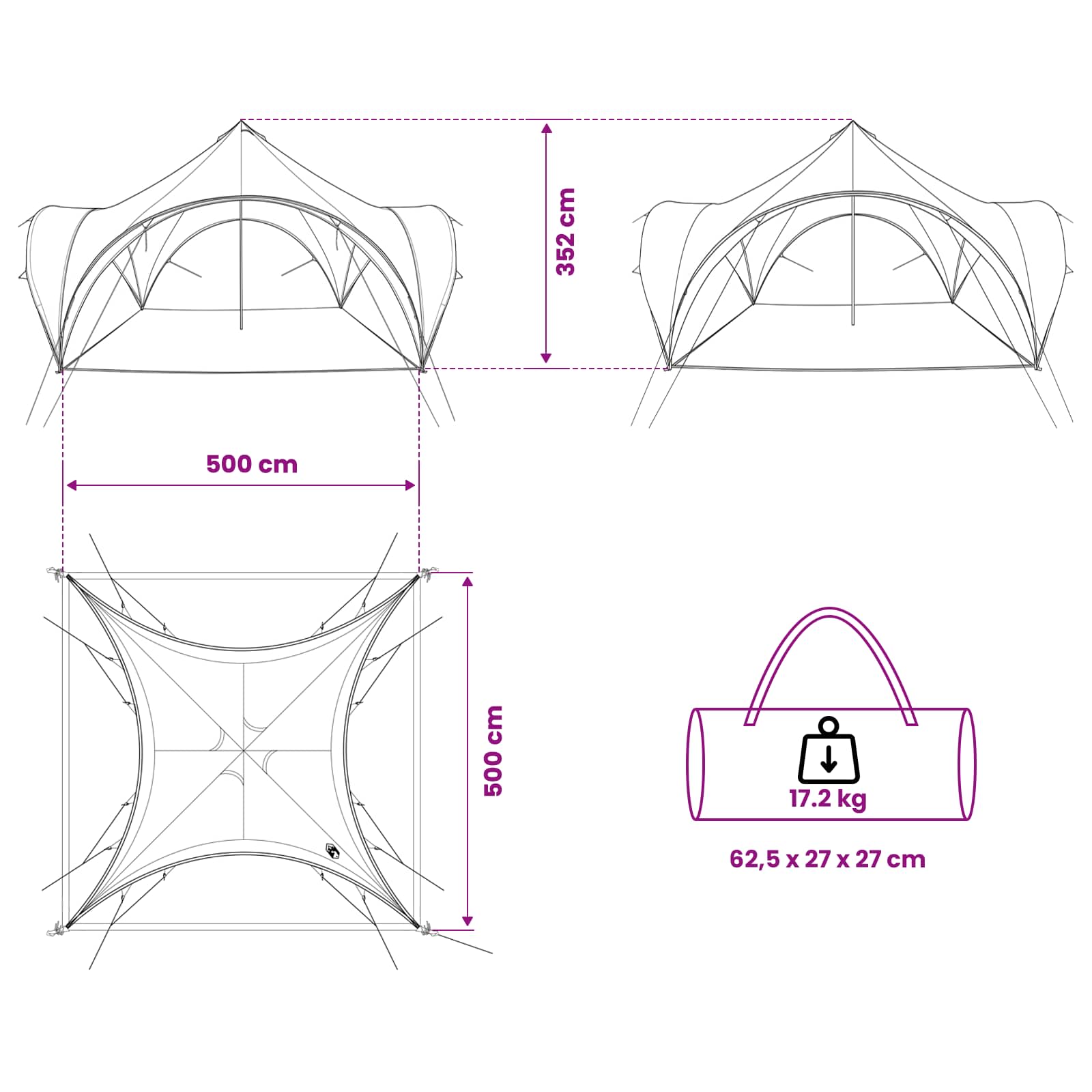 Tenda Party Verde 500 x 500 x 350 cm Poliestere e Acciaio