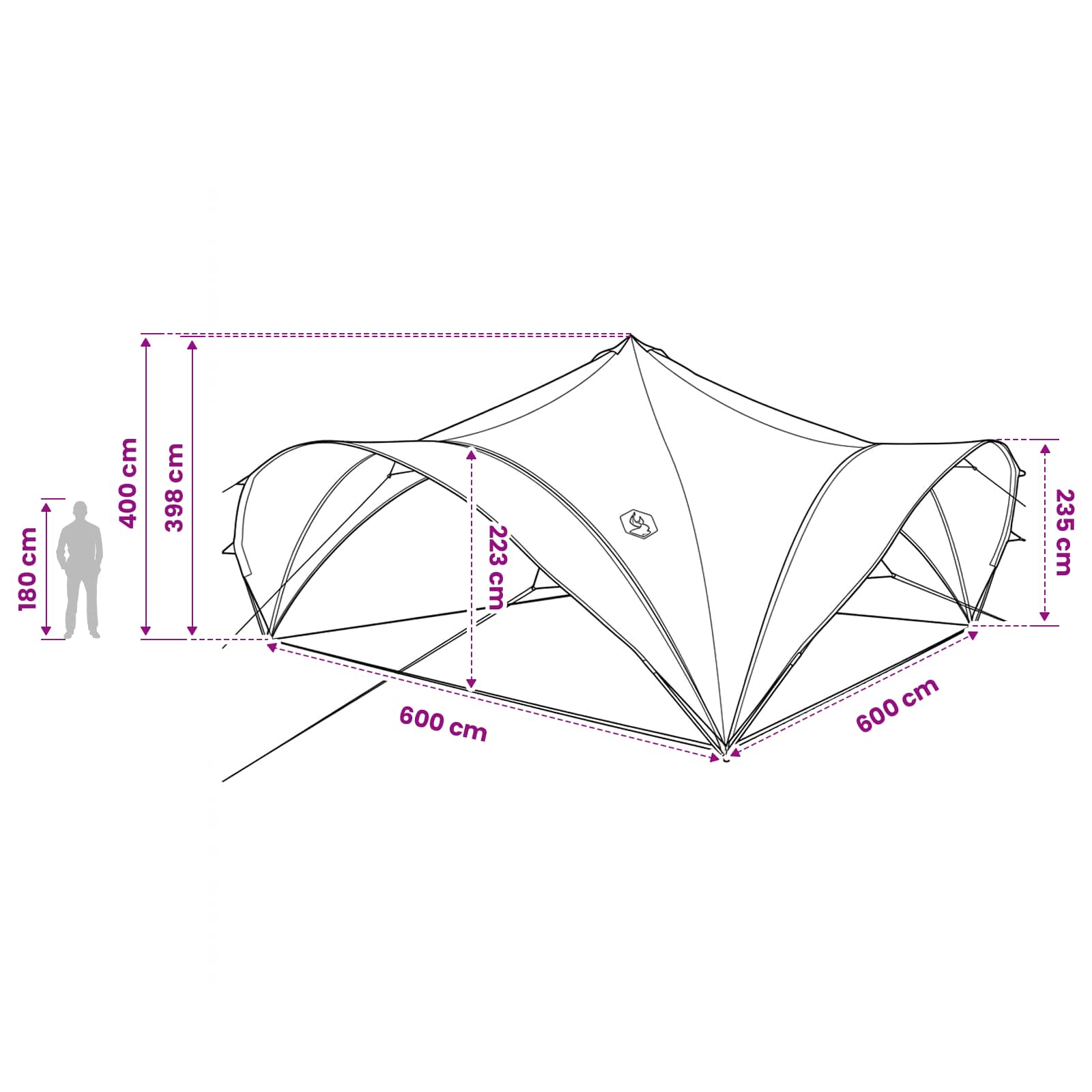 Tenda Party Grigio e arancione 600 x 600 x 400 cm