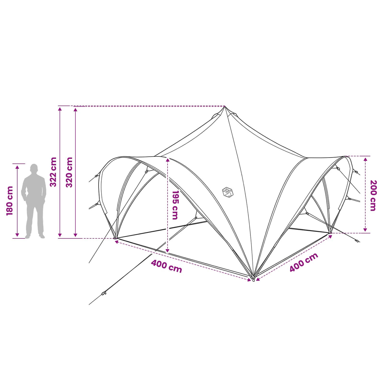 Tenda Party Verde 400 x 400 x 320 cm Poliestere e Acciaio