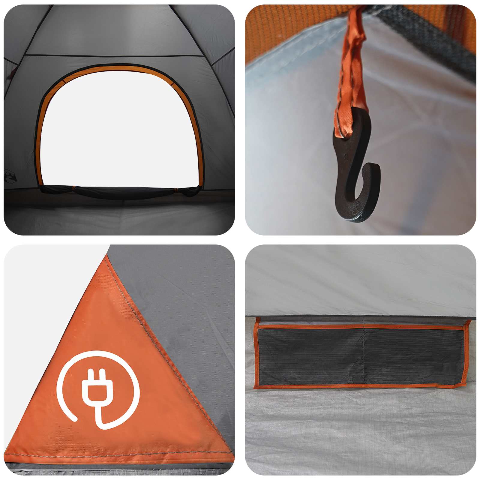 Tenda da campeggio 4 persona Grigio e arancione