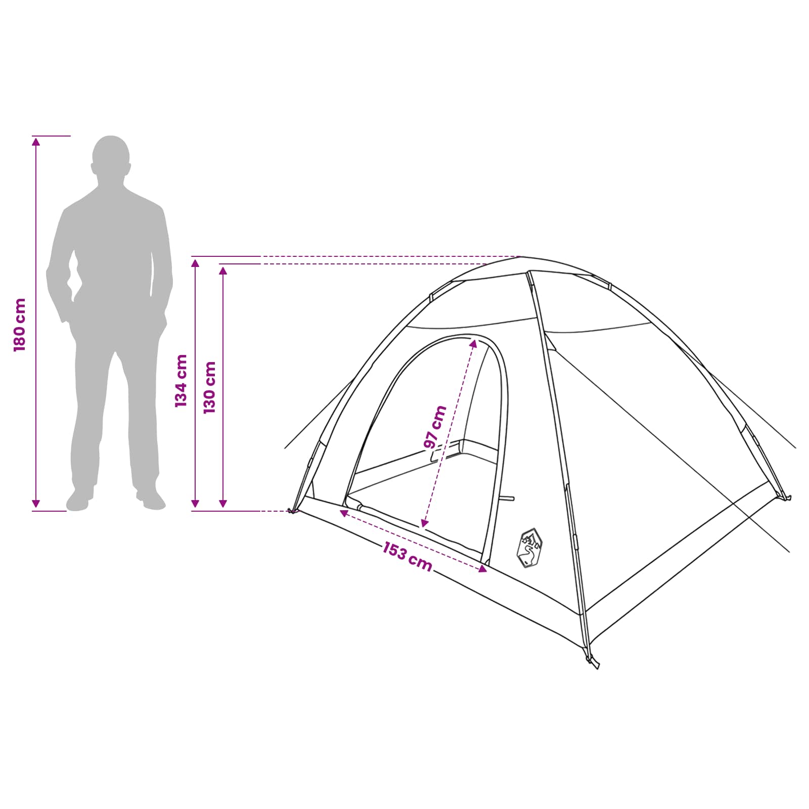 Tenda da campeggio 4 persona Grigio e arancione