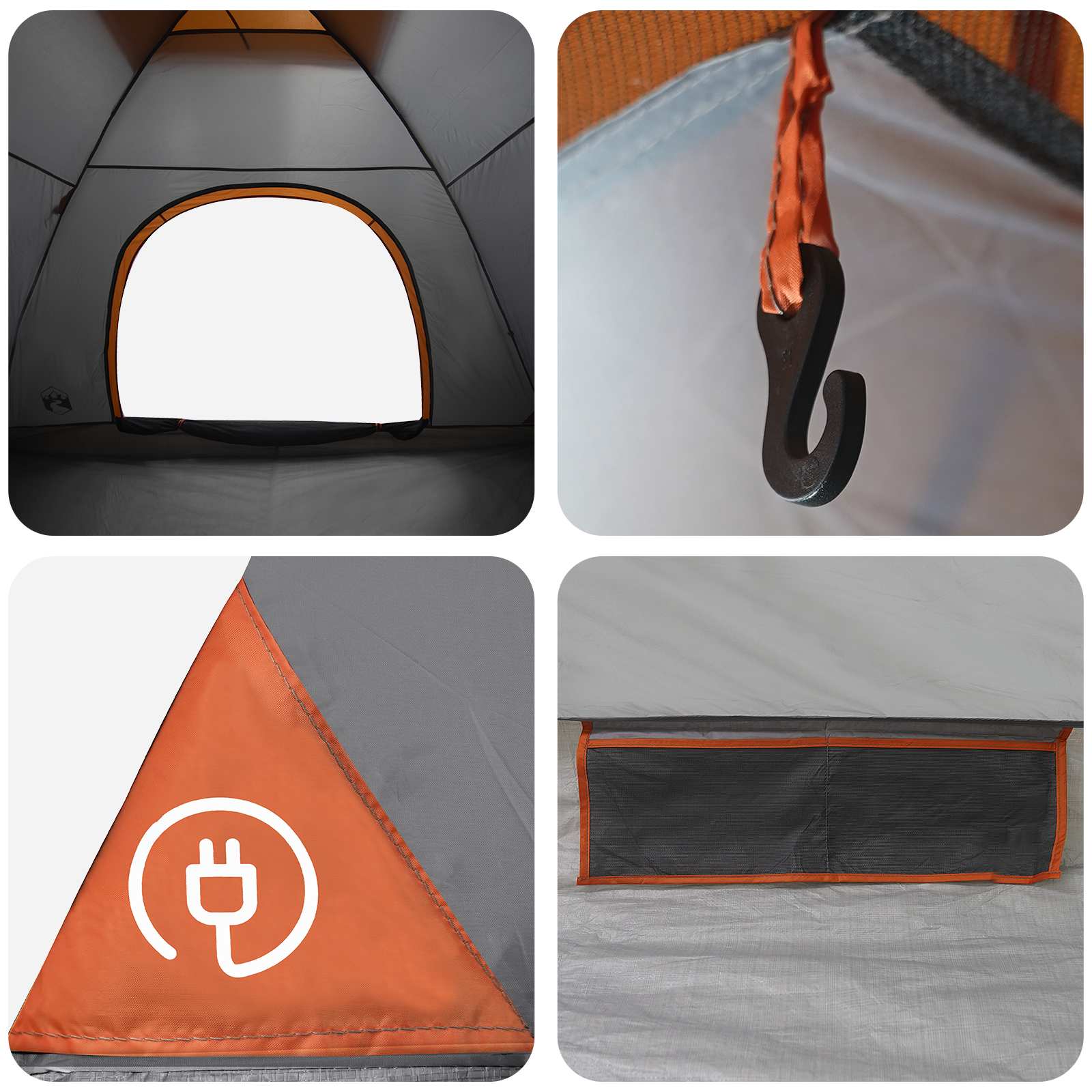 Tenda da campeggio 6 persona Grigio e arancione