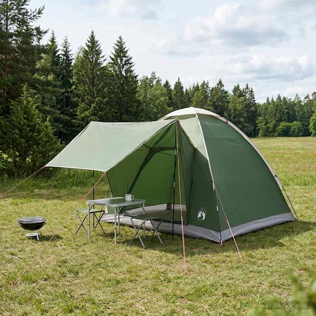 Tenda da campeggio 2 persona Verde Poliestere e Acciaio