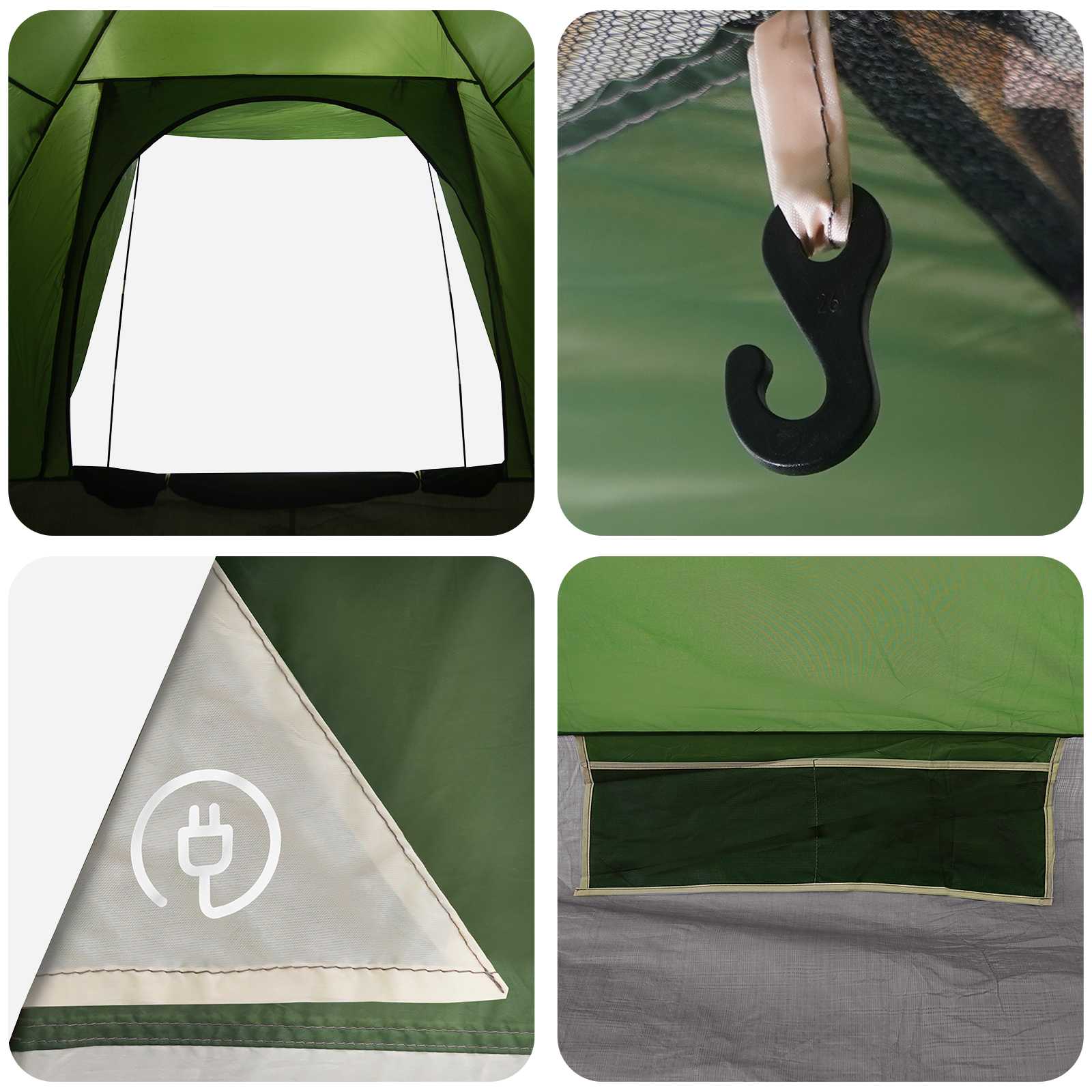 Tenda da campeggio 2 persona Verde Poliestere e Acciaio