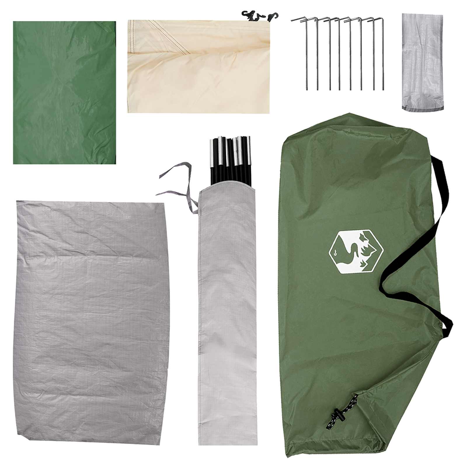 Tenda da campeggio 2 persona Verde Poliestere e Acciaio