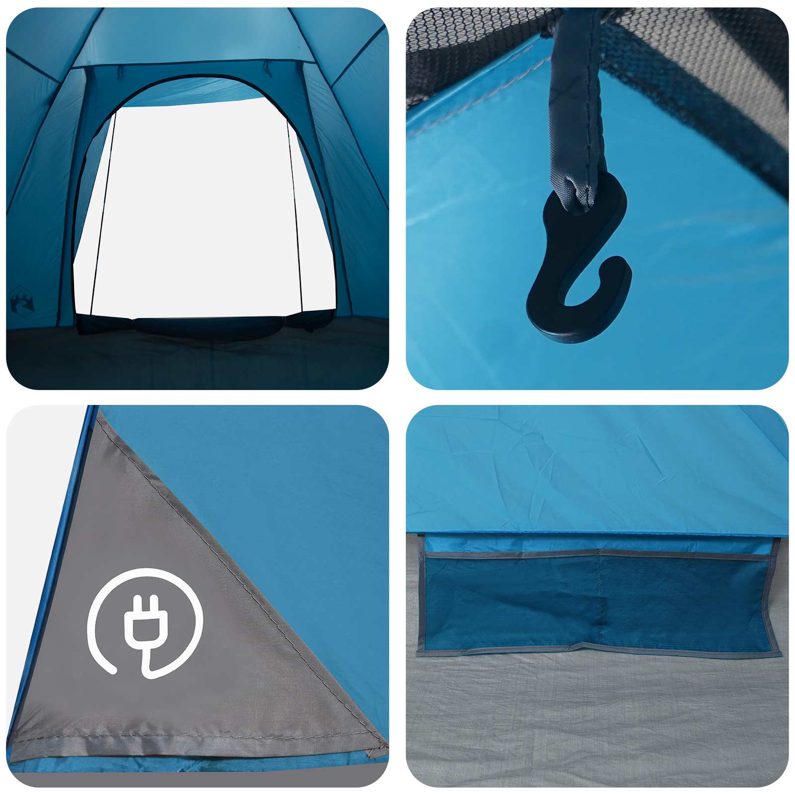 Tenda da campeggio 2 persona Blu Poliestere e Acciaio