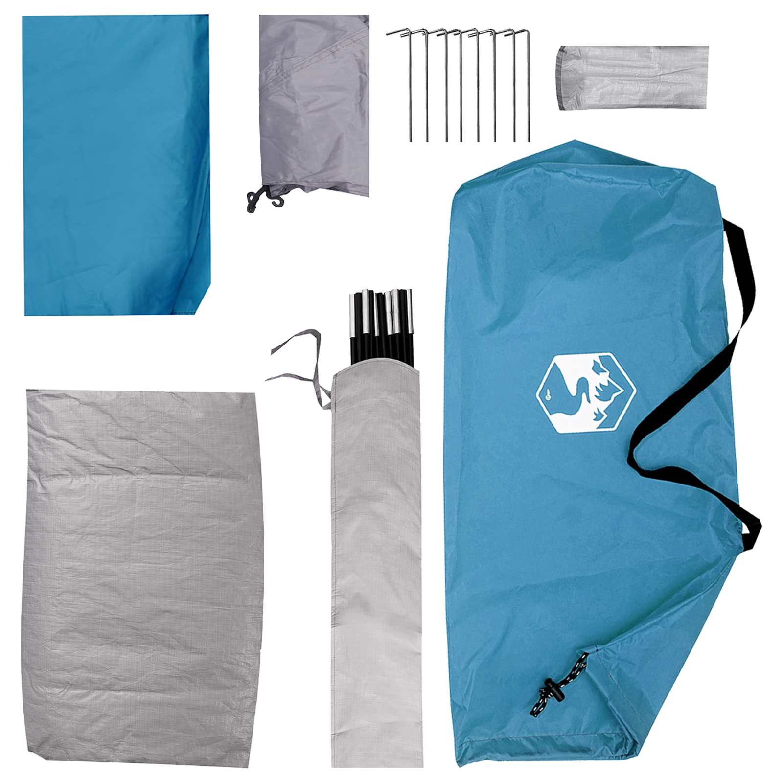 Tenda da campeggio 2 persona Blu Poliestere e Acciaio