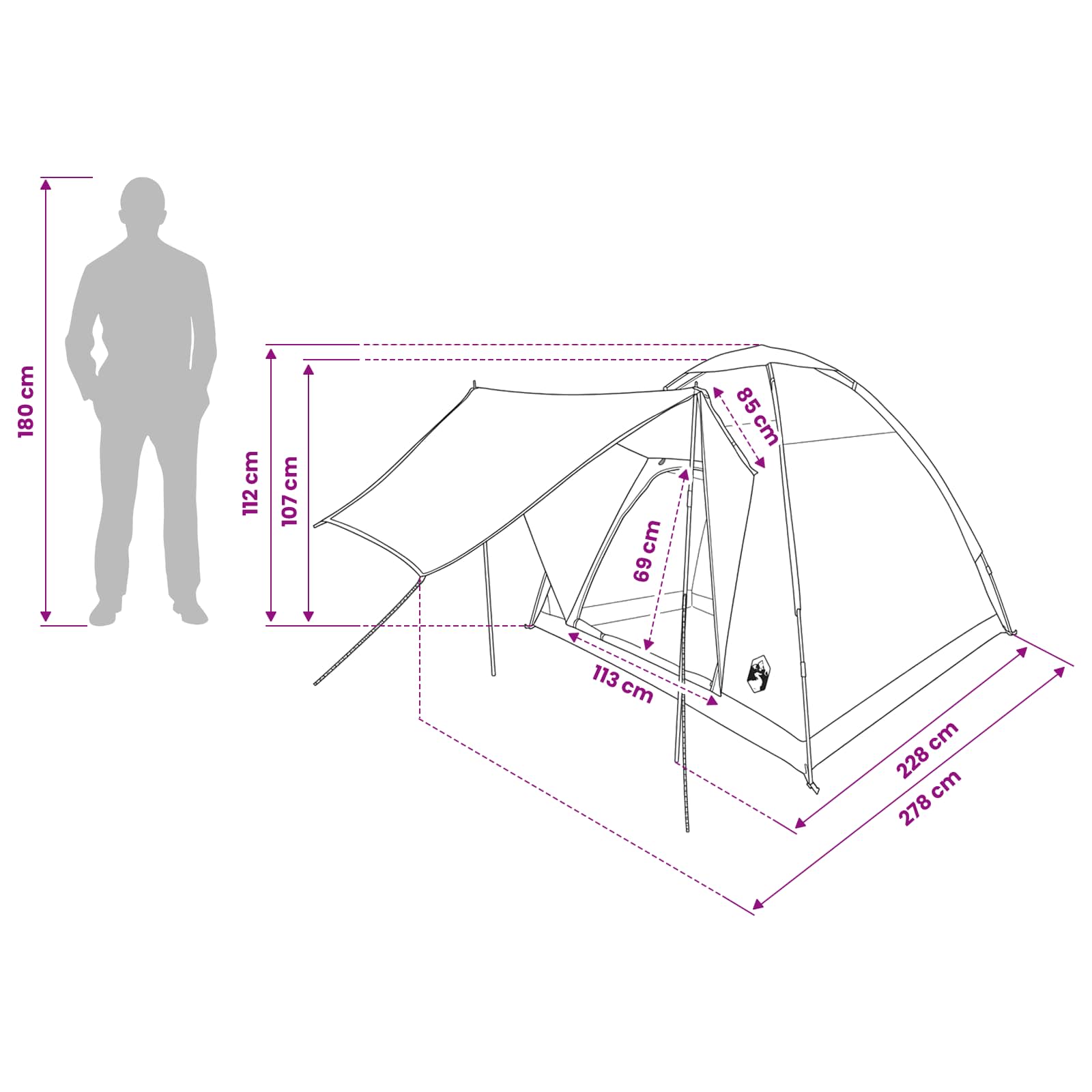 Tenda da campeggio 2 persona Bianco Blackout