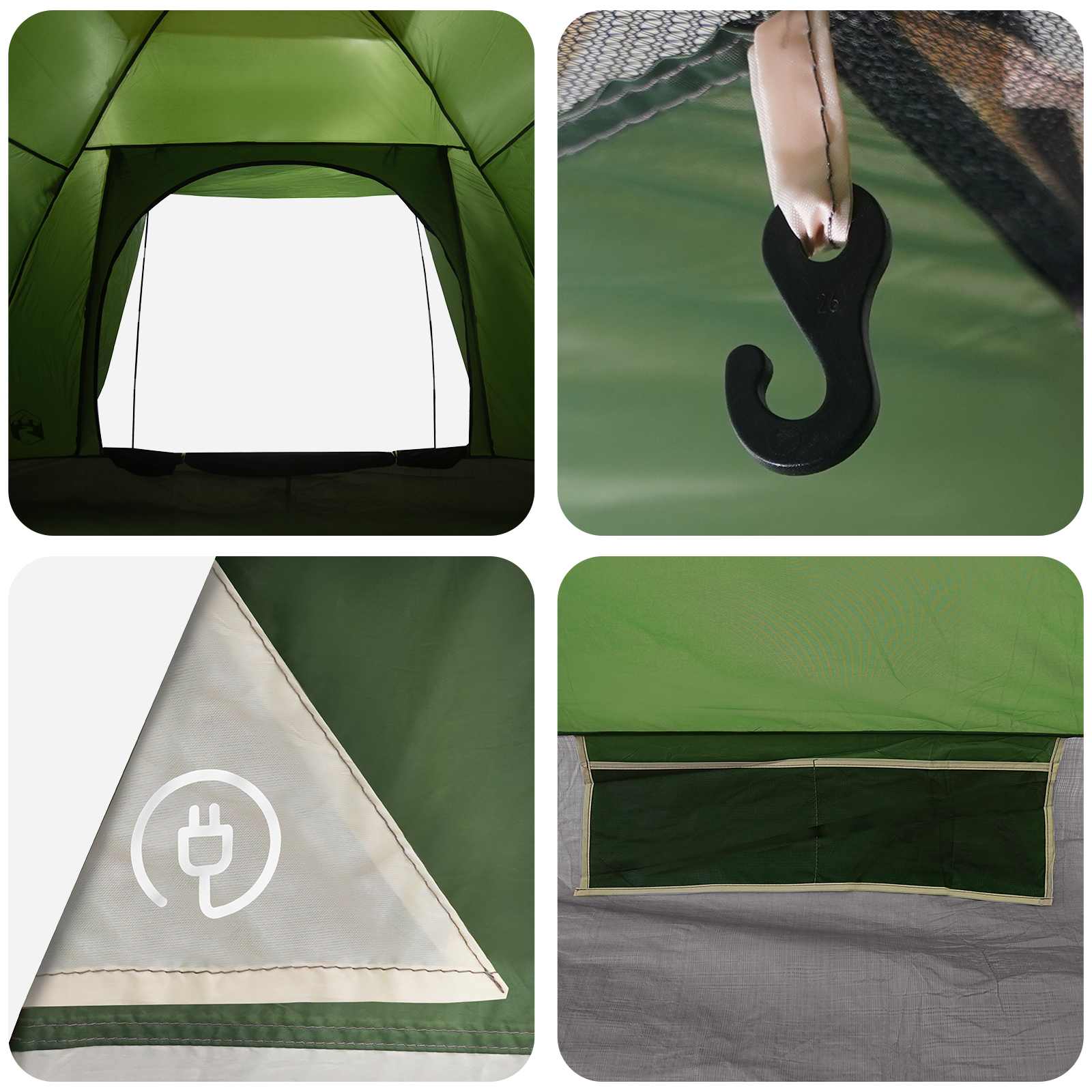 Tenda da campeggio 4 persona Verde Poliestere e Acciaio