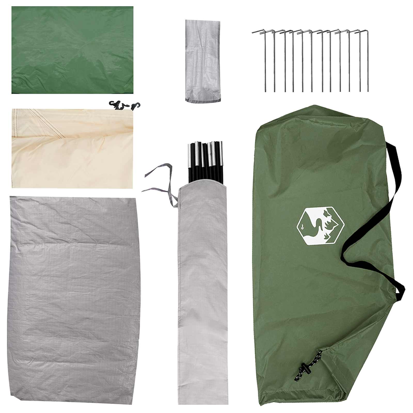 Tenda da campeggio 4 persona Verde Poliestere e Acciaio