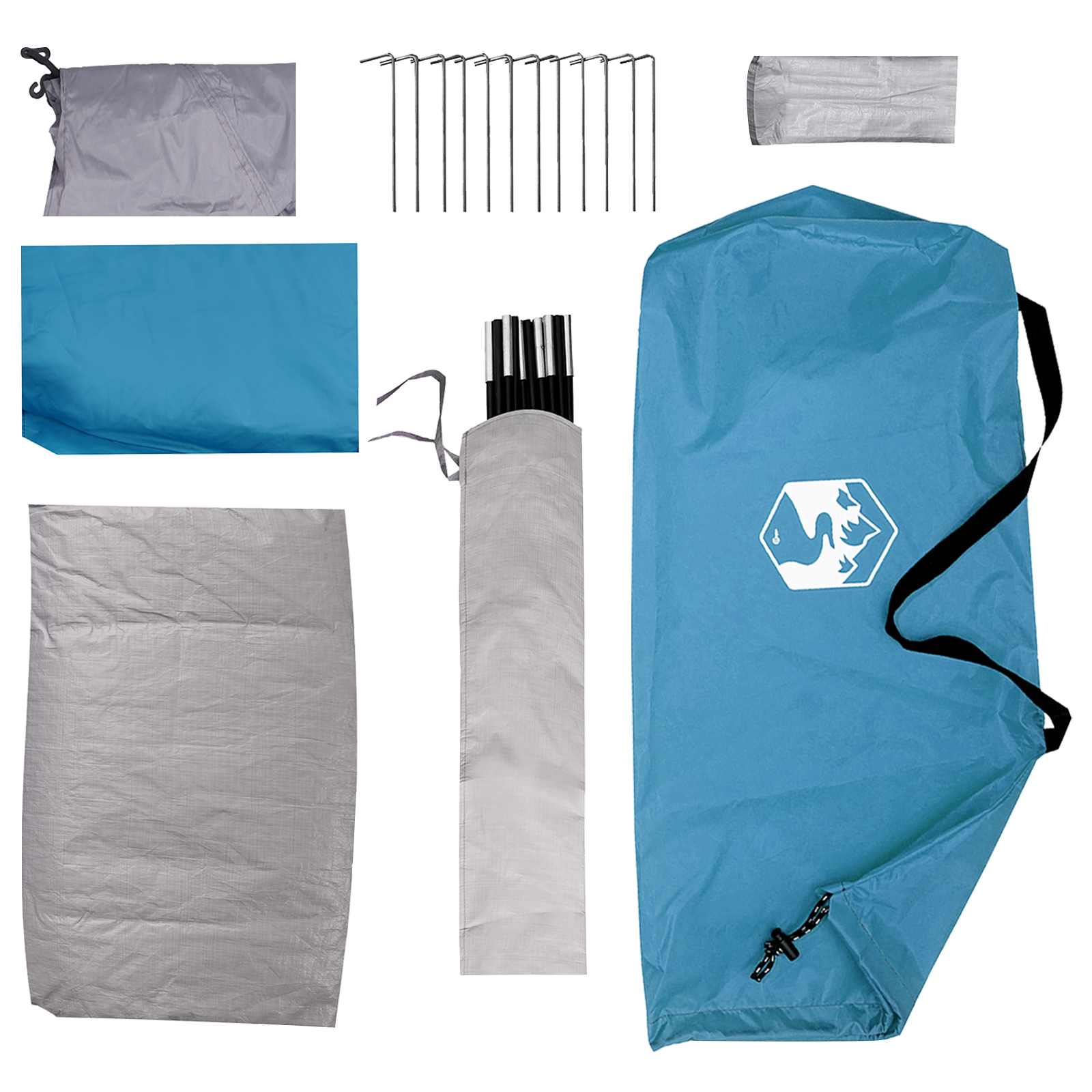 Tenda da campeggio 4 persona Blu Poliestere e Acciaio